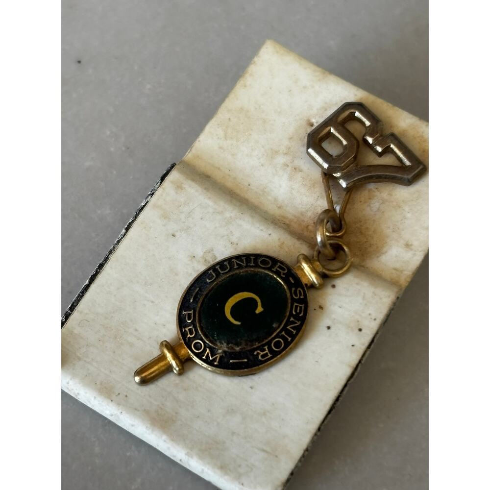 Vintage Junior Senior Prom Pin Letter Charm 1967 Dangle School Dance Jewelry